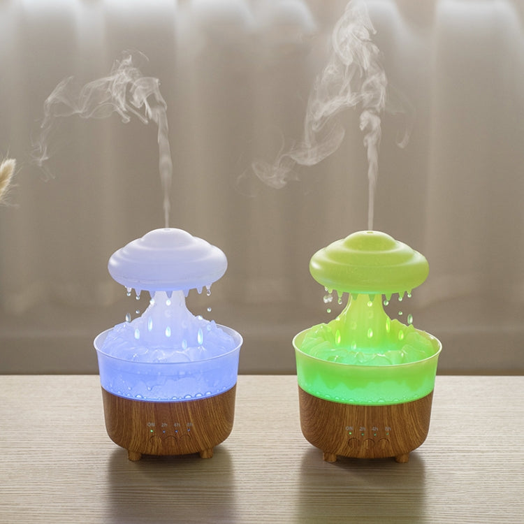 V50 Desktop Colorful Night Light Humidifier Wood Grain Water Drop Aroma Diffuser, Spec: UK Plug(White) - free shipping - PMC TechLife - Order now!