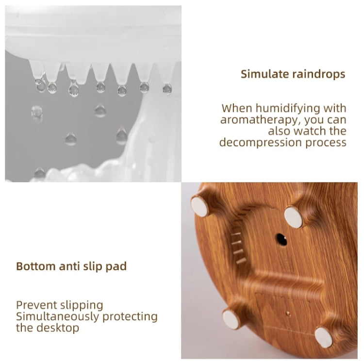 V50 Desktop Colorful Night Light Humidifier Wood Grain Water Drop Aroma Diffuser, Spec: US Plug(White) - free shipping - PMC TechLife - Order now!