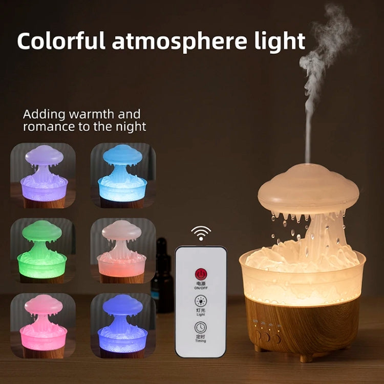 V50 Desktop Colorful Night Light Humidifier Wood Grain Water Drop Aroma Diffuser, Spec: US Plug(White) - free shipping - PMC TechLife - Order now!
