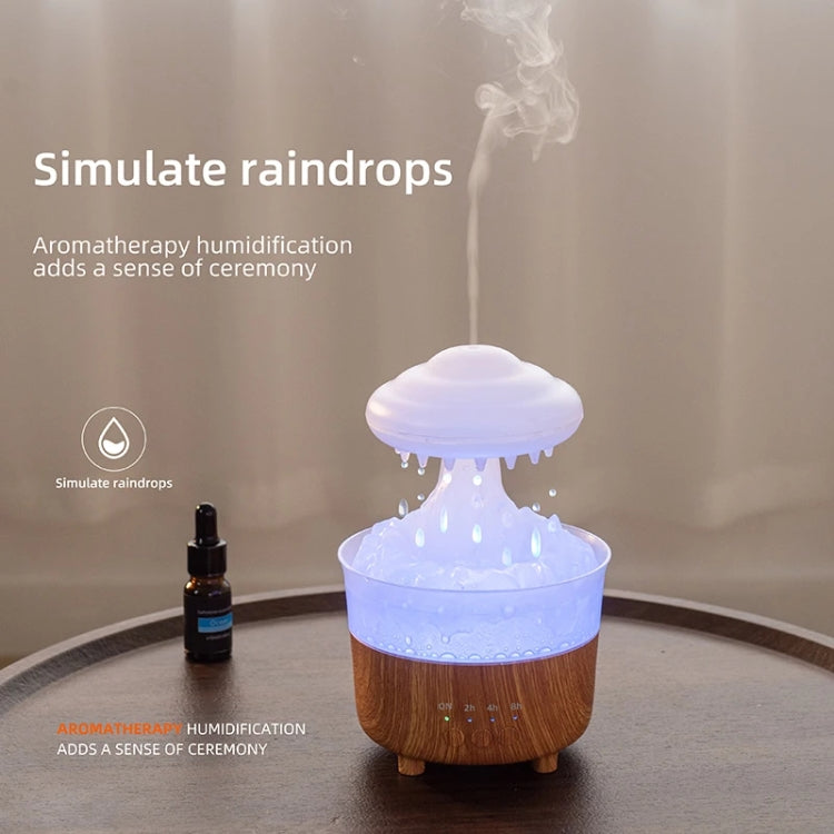 V50 Desktop Colorful Night Light Humidifier Wood Grain Water Drop Aroma Diffuser, Spec: AU Plug(White) - free shipping - PMC TechLife - Order now!