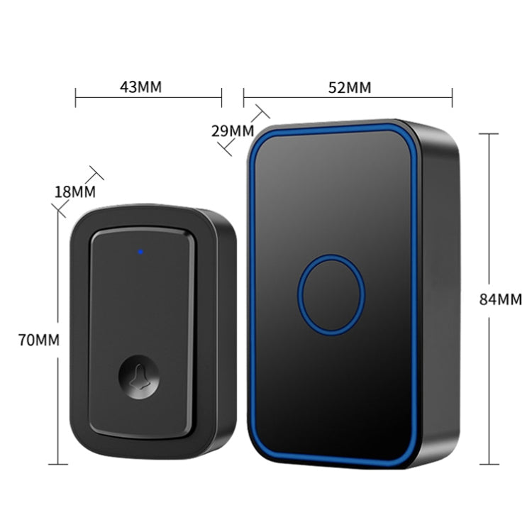 CACAZI A19 1 For 1 Wireless Music Doorbell without Battery, Plug:UK Plug(Black) - Wireless Doorbell by CACAZI | Online Shopping South Africa | PMC TechLife | Buy Now Pay Later Mobicred