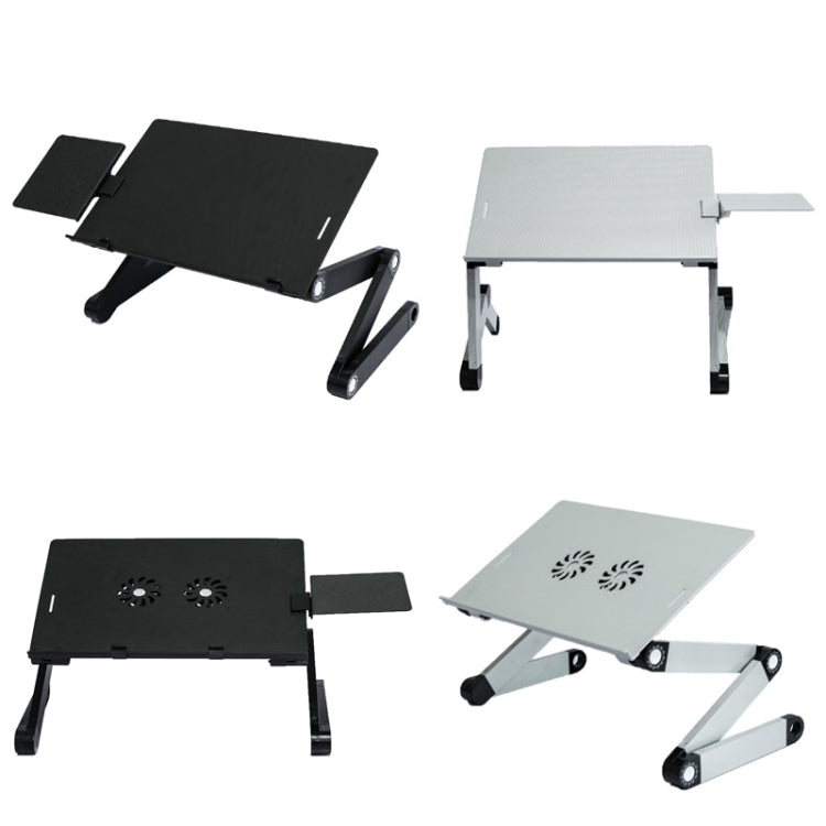 T8 Aluminum Alloy Folding & Lifting Laptop Desk Office Desk Heightening Bracket with Fan & Mouse Board (Black) - Laptop Stand by PMC Jewellery | Online Shopping South Africa | PMC Jewellery | Buy Now Pay Later Mobicred