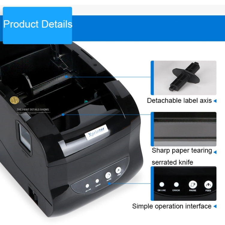 Xprinter XP-365B 80mm Thermal Label Printer Clothing Tag Supermarket Barcode Printer, Plug: US Plug(Bluetooth Version) - free shipping - PMC TechLife - Order now!