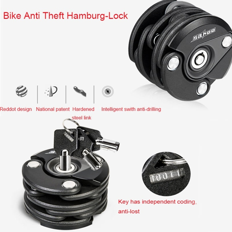 SAHOO Bicycle Anti-Theft Lock Mountain Bike Fixed Folding Lock Chain Lock Creative Hamburger Lock(Black) - free shipping - PMc TechLife - Order now!