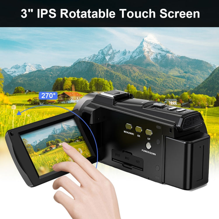 HDV265K 5K 30FPS 3.0-Inch HD Digital 3X Optical Zoom Outdoor Sports DV Camera EU Plug(Black) - Video Cameras by PMC TechLife | Online Shopping South Africa | PMC TechLife | Buy Now Pay Later Mobicred