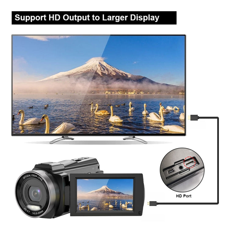 HDV265K 5K 30FPS 3.0-Inch HD Digital 3X Optical Zoom Outdoor Sports DV Camera UK Plug(Black) - Video Cameras by PMC TechLife | Online Shopping South Africa | PMC TechLife | Buy Now Pay Later Mobicred