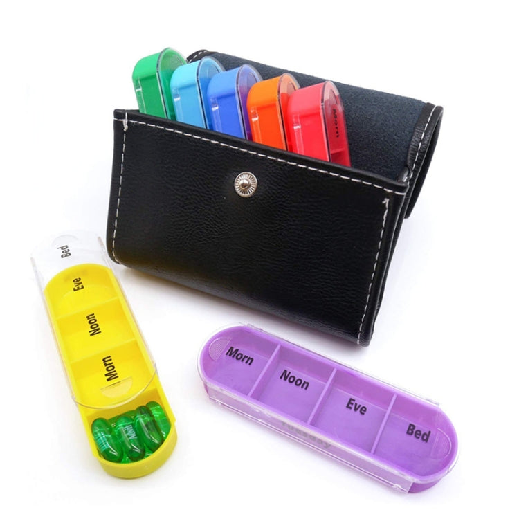 Notebook-Style 28-Compartment Portable Pill Box&Leather Bag(Black) - free shipping - PMC TechLife - Order now!