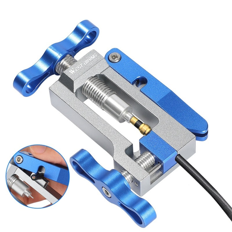 WEST BIKING YP0719252 Bicycle Oil Needle Installation Tool Cycling Tubing Jack Repair Tool(Silver Blue) - Maintenance tools by WEST BIKING | Online Shopping South Africa | PMc TechLife | Buy Now Pay Later Mobicred