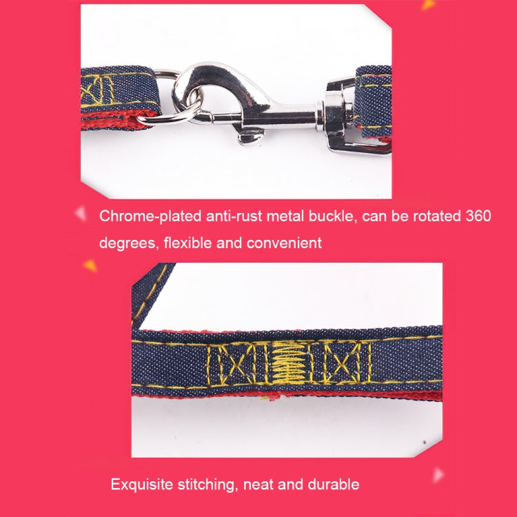 BG-Q1025 Leash+Chest Strap+Collar Thickened Strong Denim Pet Dog Leash Set, Size: XL(Black) - Leashes & Chest Strap by PMC TechLife | Online Shopping South Africa | PMC TechLife