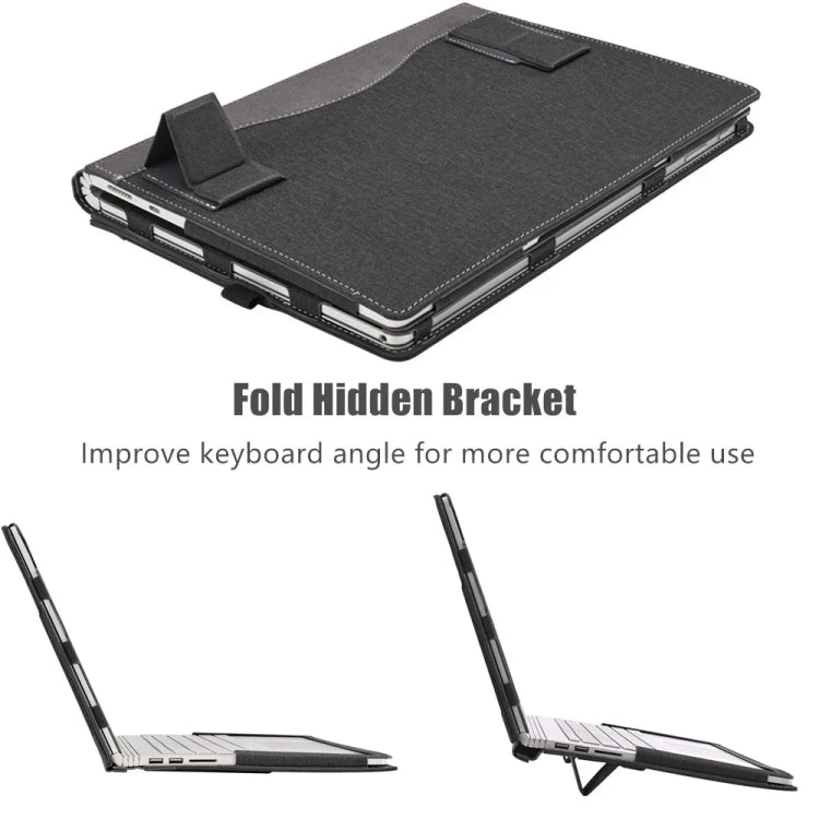 For Samsung Galaxy Book 3 360 13.3 Inch Leather Laptop Anti-Fall Protective Case With Stand(Black) - 13.3 inch by PMC Jewellery | Online Shopping South Africa | PMC Jewellery | Buy Now Pay Later Mobicred