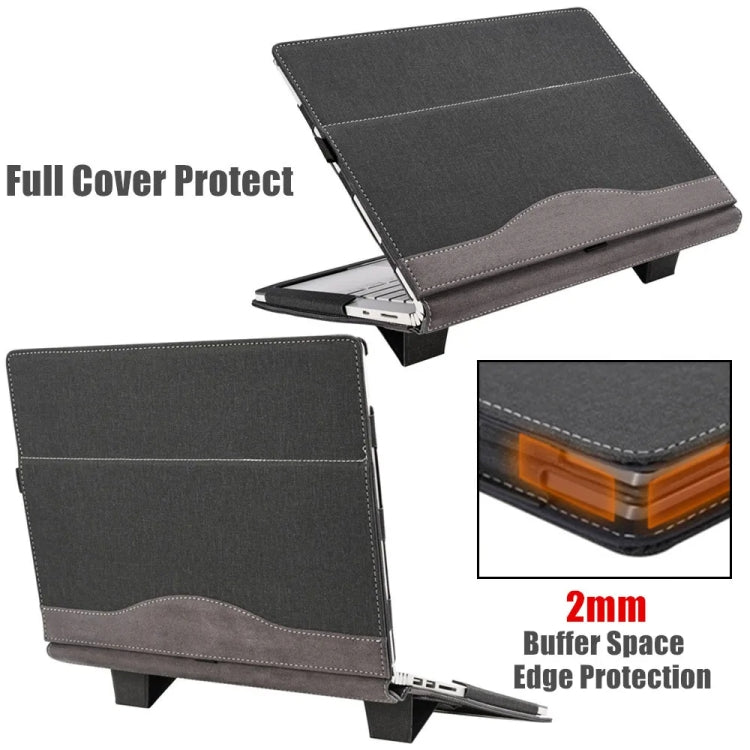 For Samsung Galaxy Book 3 360 13.3 Inch Leather Laptop Anti-Fall Protective Case With Stand(Black) - 13.3 inch by PMC Jewellery | Online Shopping South Africa | PMC Jewellery | Buy Now Pay Later Mobicred
