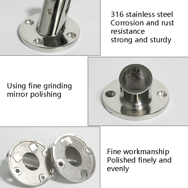 60 Degree Round Pipe Seat 316 Stainless Steel Corrosion-Resistant Marine Tube Seat, Specification: 25mm 1 inch - Marine Accessories & Parts by PMC TechLife | Online Shopping South Africa | PMC TechLife | Buy Now Pay Later Mobicred