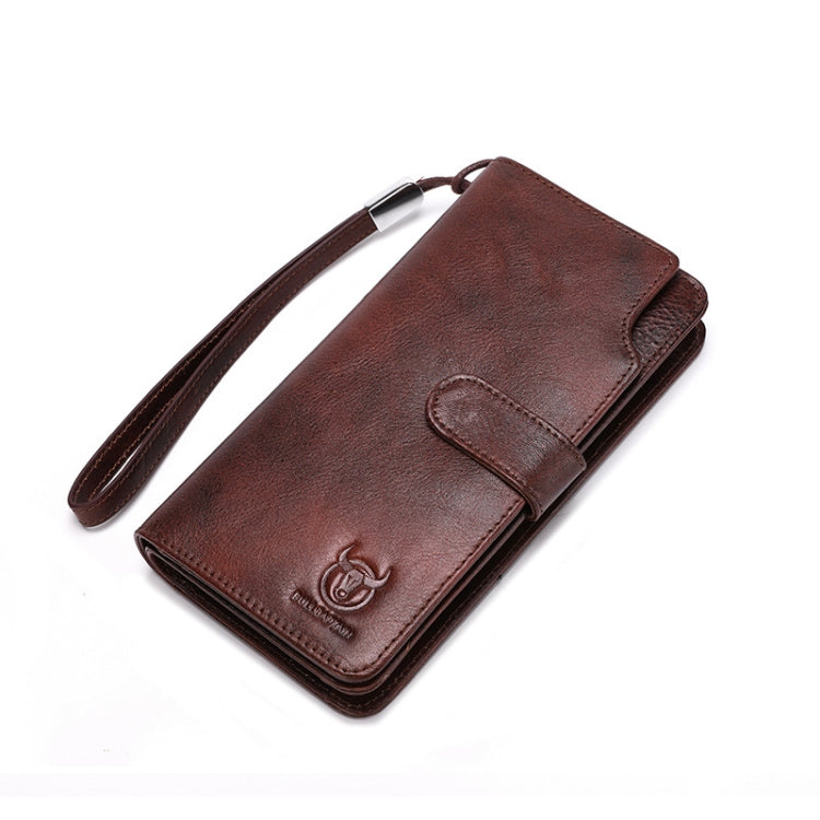 BULL CAPTAIN 028 Long Buckle Retro Cowhide Multi-Function Wallet (Coffee) - free shipping - PMC TechLife - Order now!
