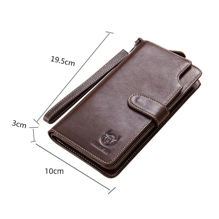 BULL CAPTAIN 028 Long Buckle Retro Cowhide Multi-Function Wallet (Coffee) - free shipping - PMC TechLife - Order now!