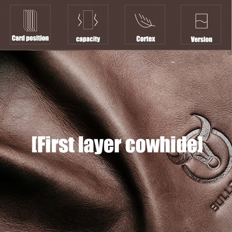BULL CAPTAIN 028 Long Buckle Retro Cowhide Multi-Function Wallet (Coffee) - free shipping - PMC TechLife - Order now!