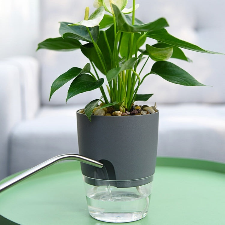 Transparent Plastic Double-Layer Water Storage Automatic Water-Absorbing Flowerpot, Size: A705 Caliber 10.5cm(Gray Transparent Basin) - Flower Pots & Planters by PMc TechLife | Online Shopping South Africa | PMc TechLife | Buy Now Pay Later Mobicred