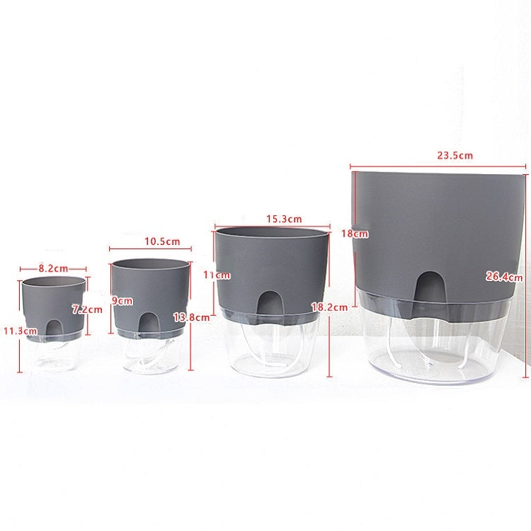 Transparent Plastic Double-Layer Water Storage Automatic Water-Absorbing Flowerpot, Size: A705 Caliber 10.5cm(Gray Transparent Basin) - Flower Pots & Planters by PMc TechLife | Online Shopping South Africa | PMc TechLife | Buy Now Pay Later Mobicred
