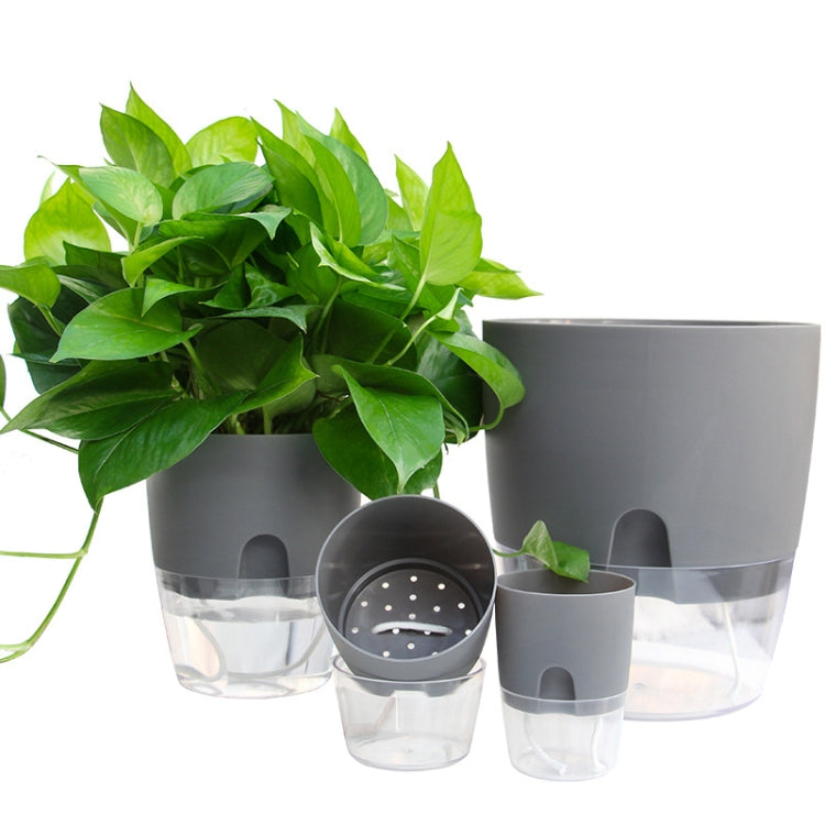 Transparent Plastic Double-Layer Water Storage Automatic Water-Absorbing Flowerpot, Size: A707 Caliber 15.3cm(Gray Transparent Basin) - Flower Pots & Planters by PMc TechLife | Online Shopping South Africa | PMc TechLife | Buy Now Pay Later Mobicred