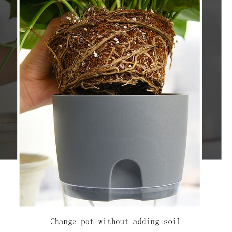 Transparent Plastic Double-Layer Water Storage Automatic Water-Absorbing Flowerpot, Size: A709 Caliber 23.5cm(Gray Transparent Basin) - Flower Pots & Planters by PMc TechLife | Online Shopping South Africa | PMc TechLife | Buy Now Pay Later Mobicred