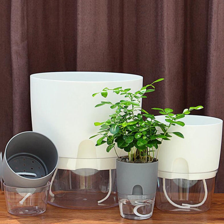 Transparent Plastic Double-Layer Water Storage Automatic Water-Absorbing Flowerpot, Size: A709 Caliber 23.5cm(Gray Transparent Basin) - Flower Pots & Planters by PMc TechLife | Online Shopping South Africa | PMc TechLife | Buy Now Pay Later Mobicred