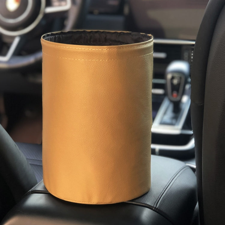 2 PCS Leather Foldable Car Trash Can Mini Chair Back Suspended Waterproof Trash Can(Beige) - Stowing Tidying by PMC TechLife | Online Shopping South Africa | PMC TechLife | Buy Now Pay Later Mobicred