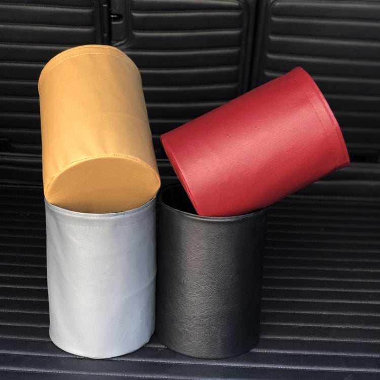 2 PCS Leather Foldable Car Trash Can Mini Chair Back Suspended Waterproof Trash Can(Beige) - Stowing Tidying by PMC TechLife | Online Shopping South Africa | PMC TechLife | Buy Now Pay Later Mobicred