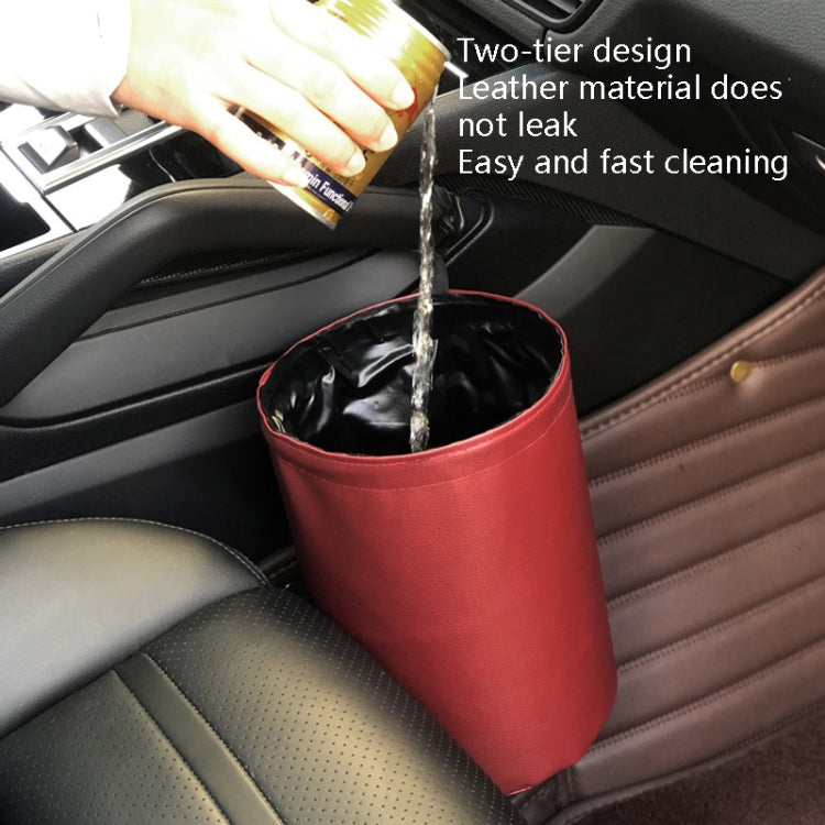 2 PCS Leather Foldable Car Trash Can Mini Chair Back Suspended Waterproof Trash Can(Beige) - Stowing Tidying by PMC TechLife | Online Shopping South Africa | PMC TechLife | Buy Now Pay Later Mobicred