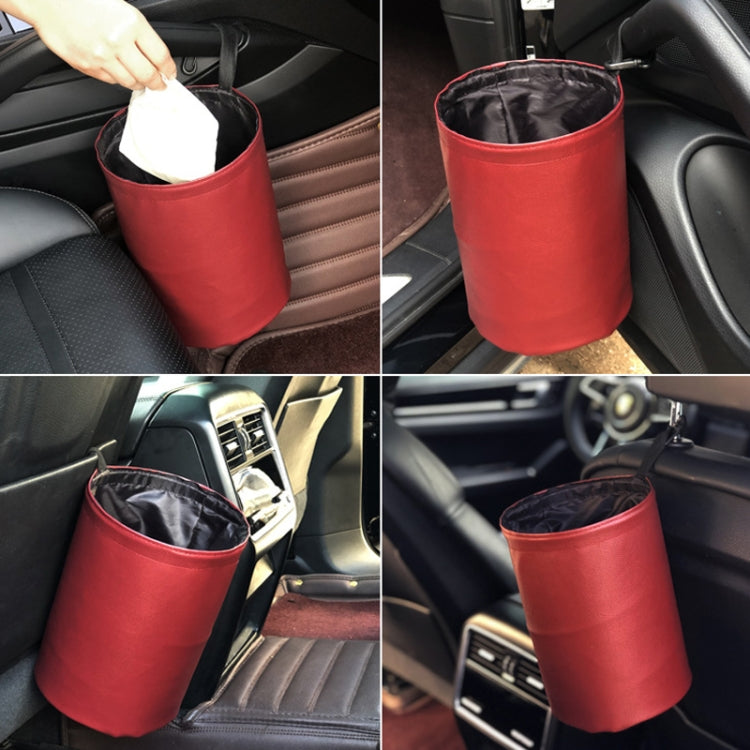 2 PCS Leather Foldable Car Trash Can Mini Chair Back Suspended Waterproof Trash Can(Beige) - Stowing Tidying by PMC TechLife | Online Shopping South Africa | PMC TechLife | Buy Now Pay Later Mobicred