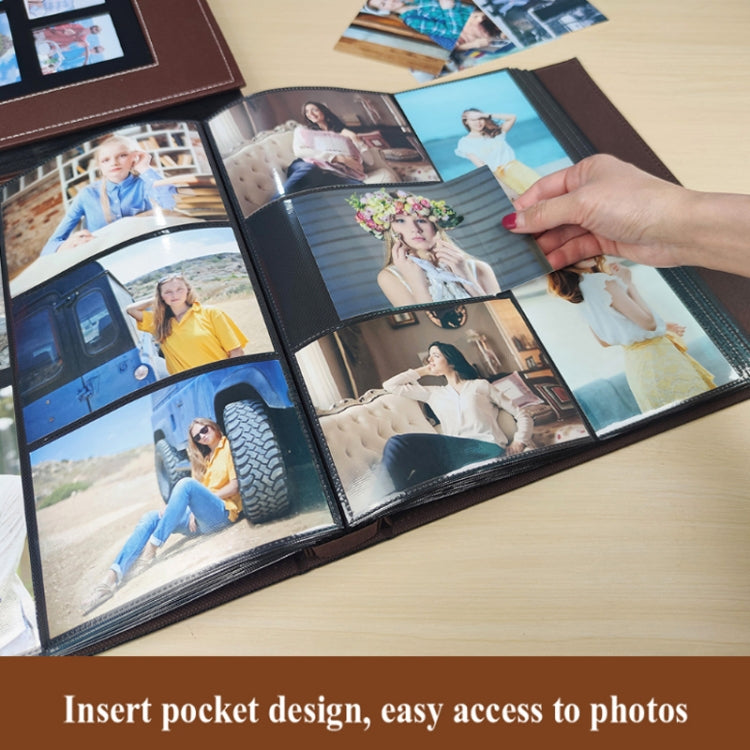 6 Inch 600 Sheets Leather Cover Photo Album Family Photo Album Storage Book(Dark Brown) - Photo Albums & Photo Frames by PMc TechLife | Online Shopping South Africa | PMc TechLife | Buy Now Pay Later Mobicred