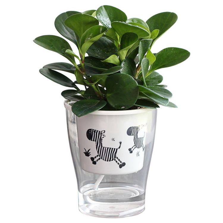 Fully Transparent Hydroponic Flower Pots Water Level Visible Non-Broken Glue Self-Absorbent Plastic Flower Pots, Size: W10 Caliber 17.5cm(Full Transparent Zebra Pattern) - Flower Pots & Planters by PMc TechLife | Online Shopping South Africa | PMc TechLife | Buy Now Pay Later Mobicred