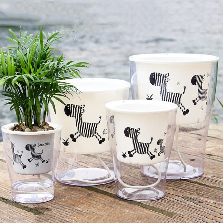Fully Transparent Hydroponic Flower Pots Water Level Visible Non-Broken Glue Self-Absorbent Plastic Flower Pots, Size: W10 Caliber 17.5cm(Full Transparent Zebra Pattern) - Flower Pots & Planters by PMc TechLife | Online Shopping South Africa | PMc TechLife | Buy Now Pay Later Mobicred