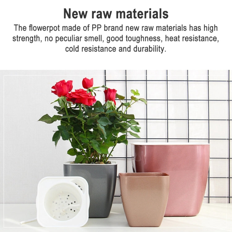 Imitation Metal Colorful Water Storage Plastic Flowerpot, Size: G105 Small Pot(Square Silver Grey) - Flower Pots & Planters by PMc TechLife | Online Shopping South Africa | PMc TechLife | Buy Now Pay Later Mobicred