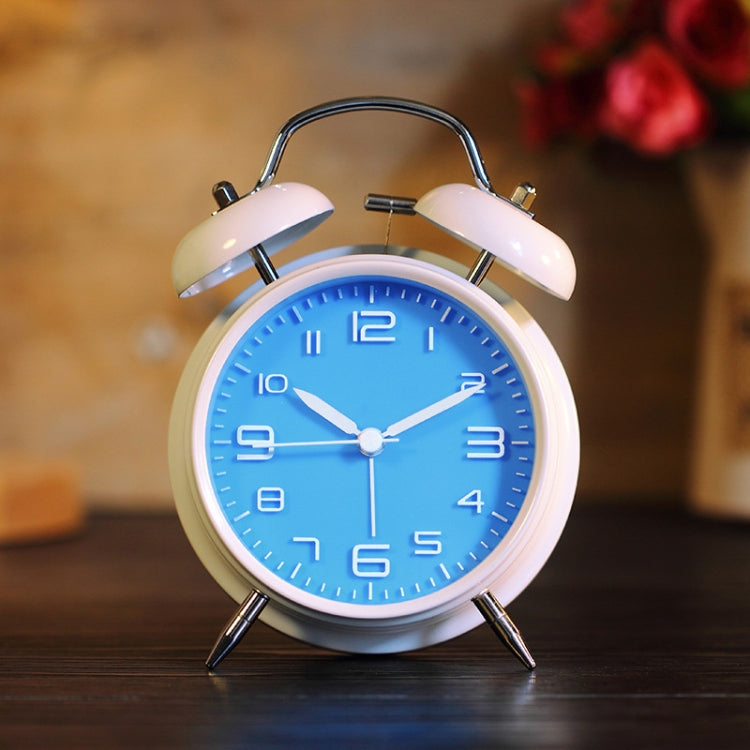 4 Inch Bedroom Bedside Stereo Digital Silent Alarm Clock With Light(White Shell Blue Surface) - Alarm Clocks by PMc TechLife | Online Shopping South Africa | PMc TechLife | Buy Now Pay Later Mobicred