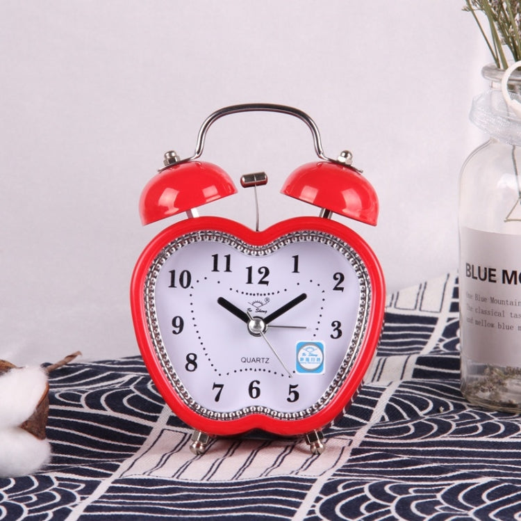 Children Cartoon Apple-Shaped Bedside Mute Desk Clock Metal Bell Digital Alarm Clock(Red) - free shipping - PMc TechLife - Order now!