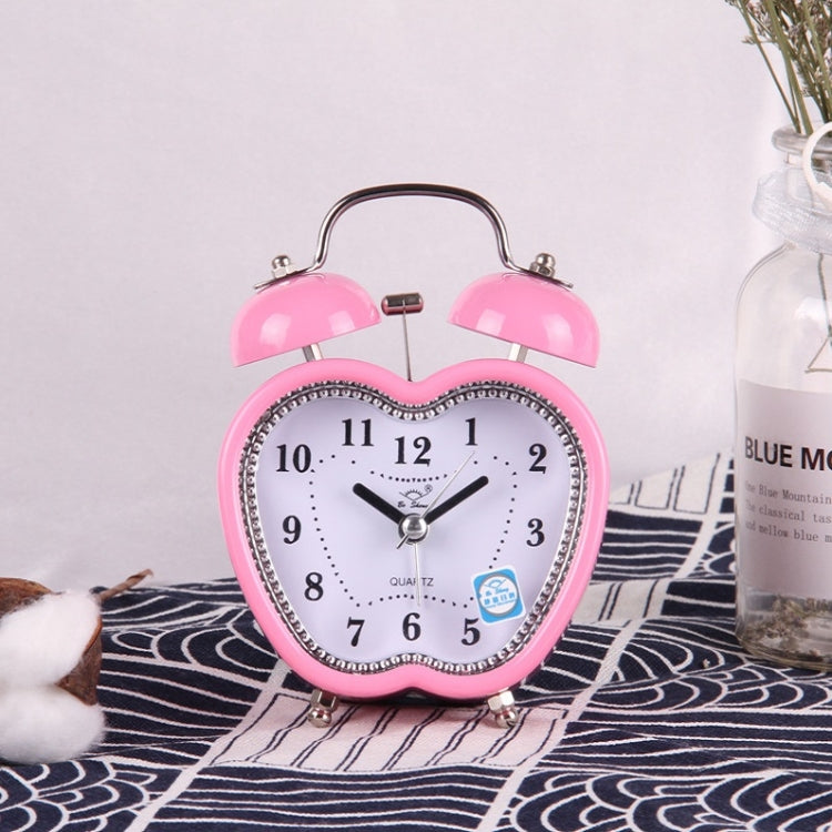 Children Cartoon Apple-Shaped Bedside Mute Desk Clock Metal Bell Digital Alarm Clock(Pink) - Alarm Clocks by PMc TechLife | Online Shopping South Africa | PMc TechLife | Buy Now Pay Later Mobicred