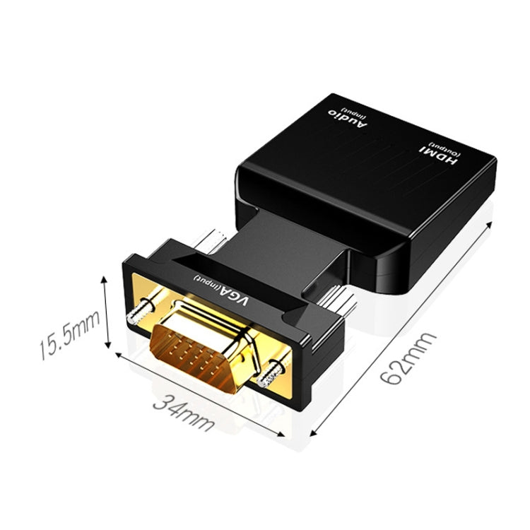 HW-2217 VGA to HDMI Converter With Audio Computer Host to HD Converter(Black) - free shipping - PMC TechLife - Order now!