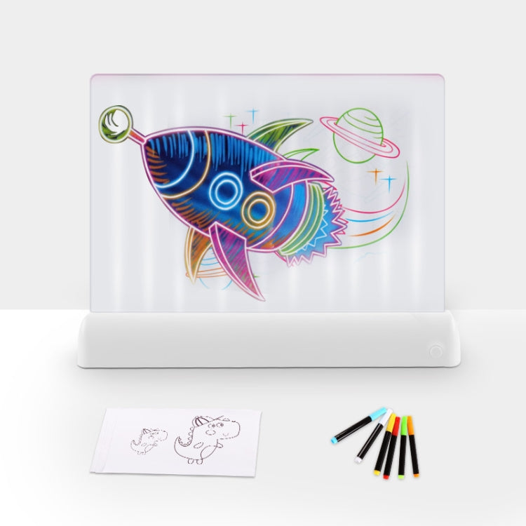3D Painting Fluorescent Plate LED Shining Puzzle Children Graffiti Panel Handwritten Message Board(White) - free shipping - PMC TechLife - Order now!