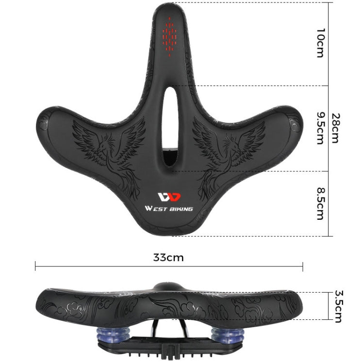 WEST BIKING YP1602797 Bicycle Hollow Seat Night Riding With Warning Tail Light Seat(Black Goose) - Bicycle Saddle by WEST BIKING | Online Shopping South Africa | PMc TechLife | Buy Now Pay Later Mobicred
