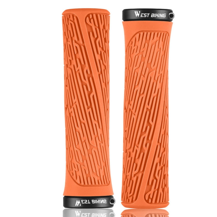 1 Pair WEST BIKING YP0804061 Bicycle Anti-Slip Shock Absorber Grip Mountain Bike Rubber Handlebar Cover(Orange) - Bicycle Grips by WEST BIKING | Online Shopping South Africa | PMC TechLife | Buy Now Pay Later Mobicred
