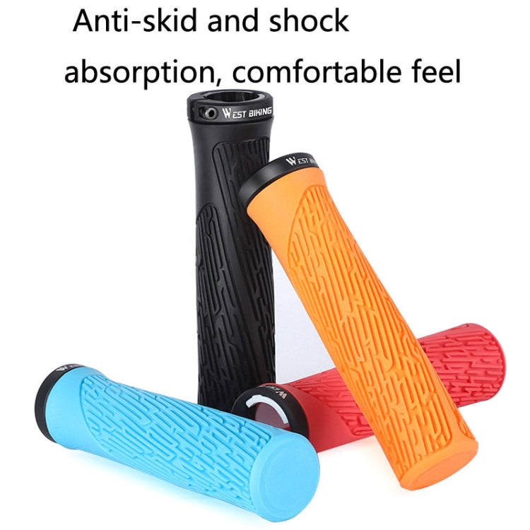 1 Pair WEST BIKING YP0804061 Bicycle Anti-Slip Shock Absorber Grip Mountain Bike Rubber Handlebar Cover(Orange) - Bicycle Grips by WEST BIKING | Online Shopping South Africa | PMC TechLife | Buy Now Pay Later Mobicred