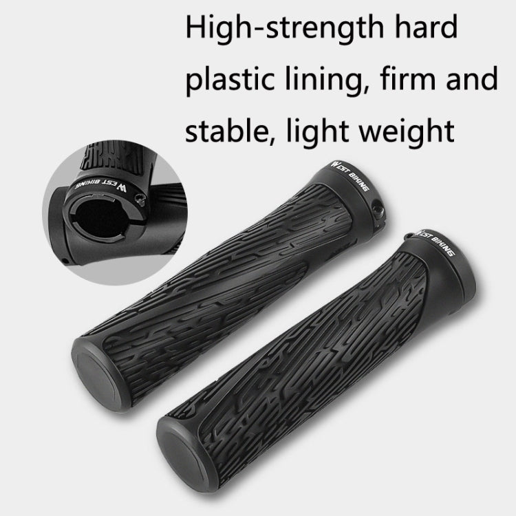 1 Pair WEST BIKING YP0804061 Bicycle Anti-Slip Shock Absorber Grip Mountain Bike Rubber Handlebar Cover(Ink) - free shipping - PMc TechLife - Order now!