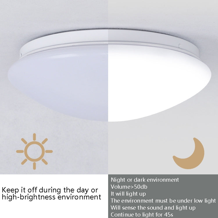 LED Sound Light Control Ceiling Lamp Round Corridor Intelligent Sensor Lamp, Power source: 18W 350mm(White) - Sensor LED Lights by PMC TechLife | Online Shopping South Africa | PMC TechLife | Buy Now Pay Later Mobicred