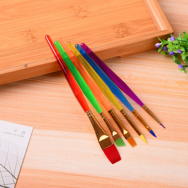 Zhu Ting Color Plastic Rod Children Paint Brush Set Gouache Watercolor Paint Brush Set, Model: 6pcs/Set - Art Supplies by PMC TechLife | Online Shopping South Africa | PMC TechLife