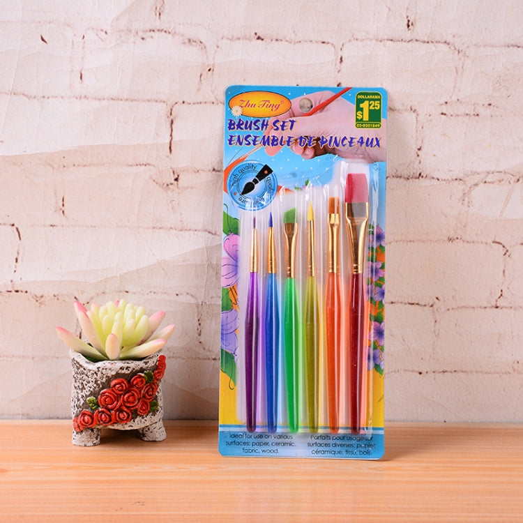 Zhu Ting Color Plastic Rod Children Paint Brush Set Gouache Watercolor Paint Brush Set, Model: 6pcs/Set - Art Supplies by PMC TechLife | Online Shopping South Africa | PMC TechLife