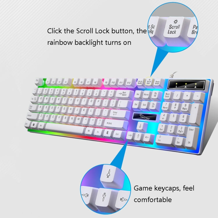ZGB G21B Colorful Glow USB Wired Keyboard Mouse Set(White) - free shipping - PMC Jewellery - Order now!