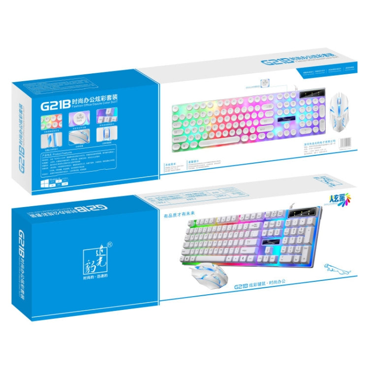 ZGB G21B Colorful Glow USB Wired Keyboard Mouse Set(White) - free shipping - PMC Jewellery - Order now!