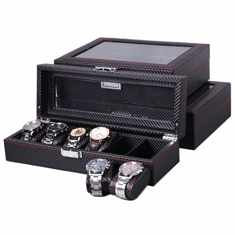 Carbon Fiber PU Leather Watch Box Jewelry Storage Box Packaging Box, Style: 6 + 3 - free shipping - PMc TechLife - Order now!