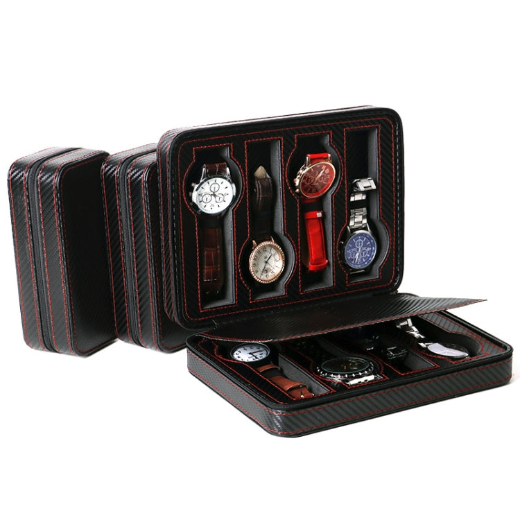 PU Leather Full Carbon Fiber Zipper Watch Bag Watch Storage Display Box, Style: 02 Watch Position - free shipping - PMc TechLife - Order now!