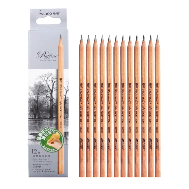 12pcs /Box Marco 7001 Sketch Pencil Children Original Wooden Word Learning Stationery Art Calligraphy Drawing Pencil, Lead hardness: 2B - free shipping - PMC TechLife - Order now!