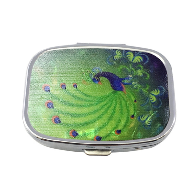 2 PCS Y10336 Two-Compartment Metal Portable Pill Box(Green Peacock) - free shipping - PMC TechLife - Order now!